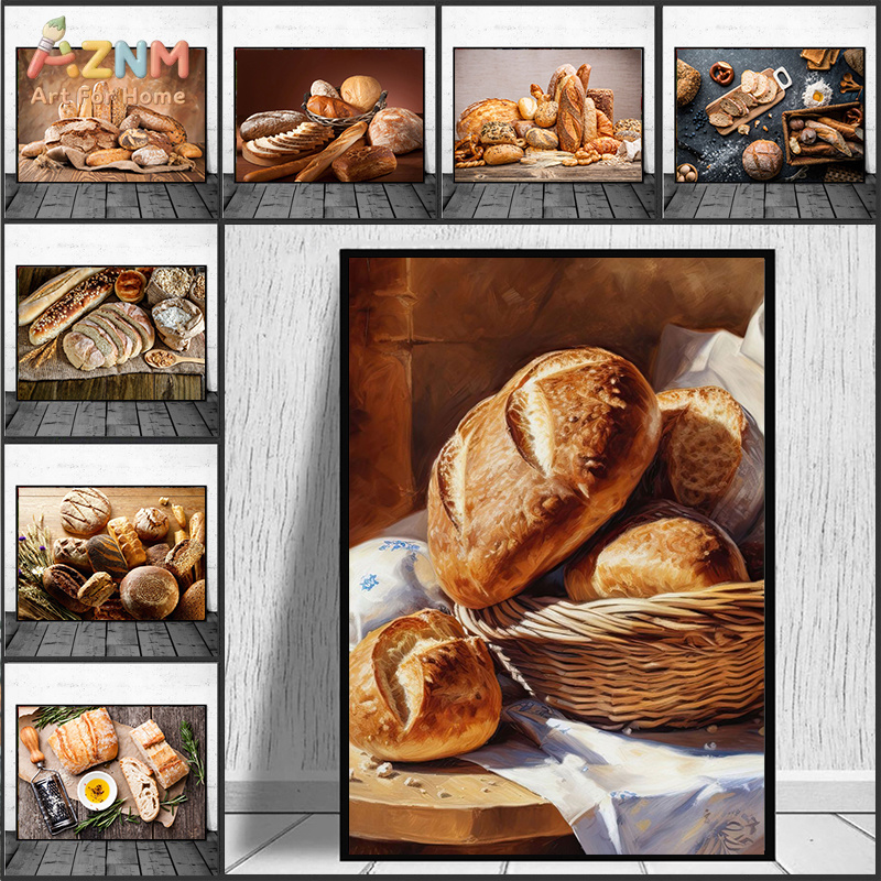 Kitchen And Baking Life - Pintura Realista de Pão Recém-Cozido AZNM,