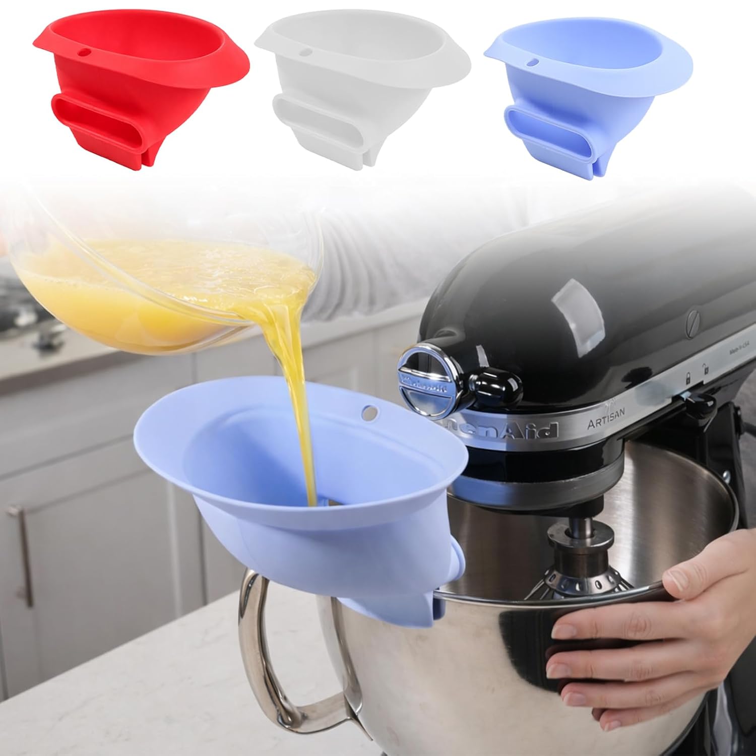 Kitchen Aid Baking Bread - Funil de Silicone Azul para Misturador