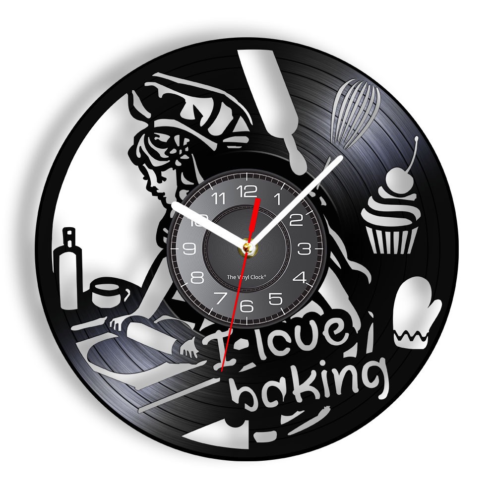 Kitchen And Baking Life - Relógio de Parede de Vinil com